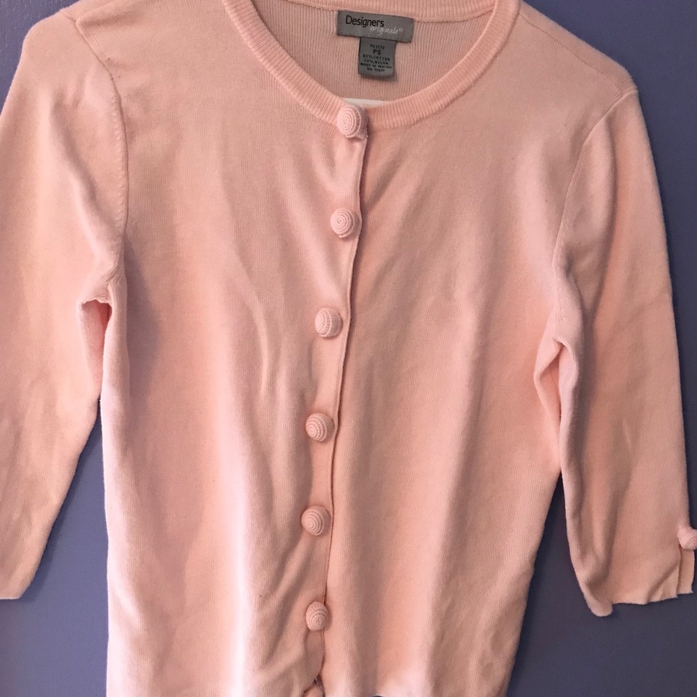 Pink Cardigan Sweater w/Covered Button details